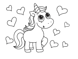 Unicorn and rainbow coloring pages. Unicorn Coloring And Heart Coloring Page Unicorn Coloring Pages
