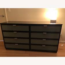 Drawer stops prevent the drawer from being pulled out too far. Ikea Hopen 8 Drawer Black Brown Frosted Glass Dresser Aptdeco