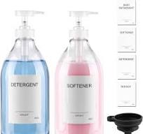 64 OZ Laundry Detergent Dispenser, Liquid Laundry Soap Dispenser, Plastic  Fabric Softener Holder and Container, Laundry Room Organization, 2 Pack