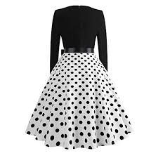 Sei fortunato, le hai trovate. Kword Abito Vintage Anni 50 Festa Rosso Pois Nero Manica Vestiti Donna Manica Lunga Xmas Cocktail Abiti Donna Invernale Natale Vestito Eleganti Slim Fit Gonna Moda Retro Abiti