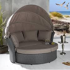 Poly Rattan Sonneninsel Terrassen Strandkorb Garten Lounge Liege Strandmuschel Garten Lounge Gartenmobel Liege Strandkorb