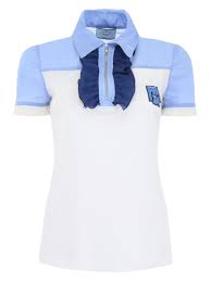 best price on the market at italist prada prada polo shirt with ruffles and logo patch