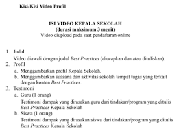 Download presentasi pkks download agenda harian kepala sekolah. Kisi Kisi Video Profil Best Practices Kepala Sekolah 2019 File Pembelajaran Kurikulum2013