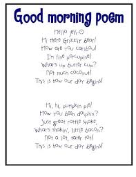 Pre K Sweet Peas Family Ties Good Morning Poems Morning Poem Preschool Poems