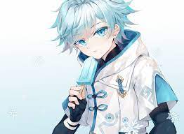 Genshin Impact Chongyun Hollyyn In 2021 Anime Blue Anime Blue Hair Anime Boy Hair