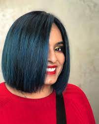 Glossy And Dark Midnight Blue Hair Midnight Blue Hair Hair Styles Cute Hairstyles For Short Hair