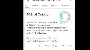 It is believed that international kissing day was inspired by national kissing day in the united kingdom. Its Nantioal Kiss Your Crush Day Tommorrow Youtube