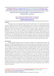 Pdf Speech And Articulation Rates Of Speaking Fluency By Yemeni Efl Learners
