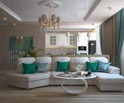 The combination of navy blue, gray and pale brown is really very beautiful. Turquoise Color In The Living Room 6 Ideas On How To Use It