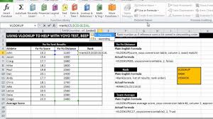 eaf 5 yoyo test and beep test score conversion using vlookup