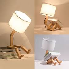 modern robot table lamp distinctive unique adjustable diy book night light bedside lamp home decor table lamp wood diy table lamp bedside lamp
