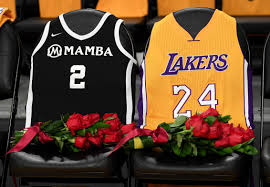 Kobe's jerseys are taking their rightful home next to the greatest lakers of all time, said lakers chief executive jeanie buss. Lakers Honoring Kobe Bryant With Court Logo Jersey Patch And T Shirt Draped Seats Who13 Com