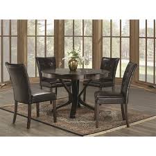 Cushioned seats with faux leather upholstery. Hometrend The Mesa Dining Set With Round Table Brown 5 Piece 2621dr5 Reno Depot