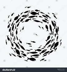 School Of Fish A Group Of Silhouette Fish Swim In A Circle Marine Life Vector Illustration Tattoo Logo Fishes Fish Drawings Fish Silhouette Fish Painting