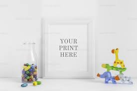 3d rendering vertical frame mockup interior mockup kids room wall frame mockup nursery mockup. Children Styled Nursery Frame Psd Mockup Mockup Hunt