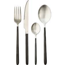 Menagere 16 Pieces En Inox Satine Et Manche Noir Acana Menagere Inox Alinea Noir
