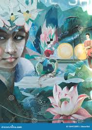 Mural of a Shan Woman in Mae Sariang, Mae Hong Son, Thailand Stock  Illustration