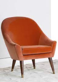 Seattle Armchair Burnt Orange Cotton Velvet Living Room Orange Burnt Orange Living Room Orange Dining Room