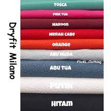 Bahan dri fit ini sangat populer di industri sport ini memang memberikan kenyamanan kepada penggunanya agar terhindar dari keringat kain dri fit sesungguhnya merupakan salah satu jenis kain yang terbuat dari campuran spandex, polyester, dan nilon. Bahan Kain Kaos Baju Jersey Dry Fit Dryfit Sports Olahraga Milano Zigzag Shopee Indonesia