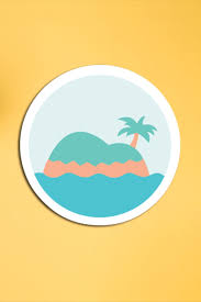 Tropical Island Sticker New Horizons Switch Skin Sticker Kawaii Beach Sticker Circle Pastel Aesthetic Sticker Round Acnh Stickers Animal Crossing Aesthetic Stickers Cute Stickers