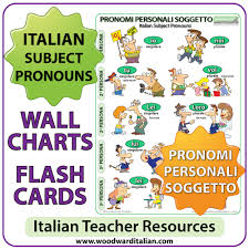 italian subject pronouns chart flash cards