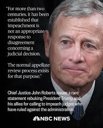 Os aliados do Presidente Trump pediram a impugnação de vários juízes por  bloquear as políticas administrativas nos primeiros meses do seu segundo  mandato. O Chefe de Justiça John Roberts pressionou contra os