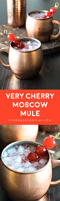Very Cherry Moscow Mule 1 Tbsp Lime Juice 1 Oz Cherry Vodka 4 Oz Ginger Beer Such A Q Ginger Beer 1 Tsp Maraschino Cher Food Yummy Drinks Cherry Vodka
