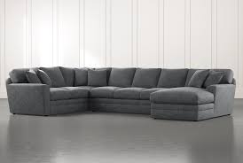 3 power recliners with power headrests; Prestige Foam Dark Grey 3 Piece Sectional With Right Arm Facing Chaise Living Spaces