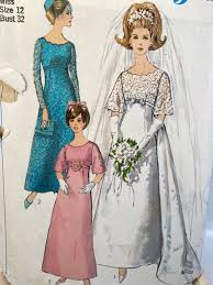 60s Wedding Dress, Simplicity 6825, Sewing Pattern, Detachable Train,  Bridesmaids Dress, Evening Gown, Empire Waist, A Line, Long Sleeves