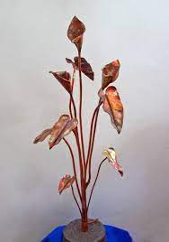 Copper Water Feature Fountain Calla Lily Design With Three Flowers And Two Water Spouts Emerging From The Ce Copper Artwork Copper Art Metal Sculptures Garden
