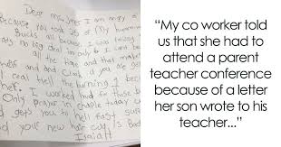 Mommy caught me part two: Mom Gets Called Into Parent Teacher Conference After Her Son Writes An Angry Letter To Teacher For Disciplining Him Bored Panda