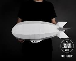 Airship Papercraft Diy 3d Low Poly Paper Sculpture Printable Template And Easy To Follow Illustrated Guide Decorate Steampunk Airship Paper Models Airship