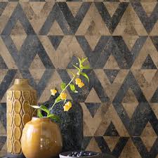 Shop the full geometric wallpaper range at i love wallpaper today and inject some fun into your space today. Rasch Yucatan Geometric Triangles Black Gold Metallic Wallpaper 535556