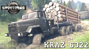 SPIN TIRES mod KrAZ 6322 Timber truck - YouTube