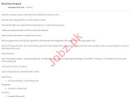 Technado Karachi Jobs 2020 For Business Analyst 2020 Job Advertisement Pakistan