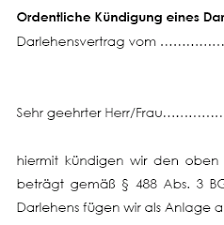 Vorlagen und muster für die wohnungskündigung. Kundigungsschreiben Darlehensvertrag Bgb Nur 2 50 Zum Download