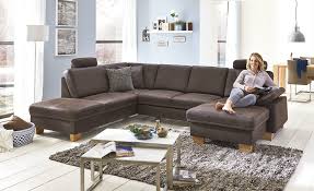 Meinsofa Wohnlandschaft Braun Ledermikrofaser Samu