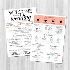 Infographic Wedding Program Creative Wedding Program Blue And Peach Wedding Program Fun Facts Creative Wedding Programs Wedding Infographic Wedding Programs