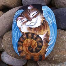 melek gibi bir pisi kedi cat stonepainting tasboyama dekoratifboyama hediye gift elyapimi handmade animallov painted rocks rock art stone painting