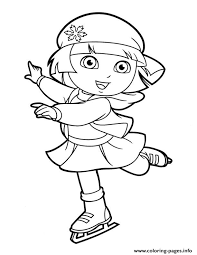 Click the picture bellow to make it larger, then print it out and color your favorite dora the explorer. Dora Ice Skating A4 Coloring Pages Printable