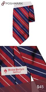 Mens Brooks Brothers Striped Tie Red Navy White Mens Brand