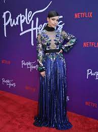 Sofia Carson Wore Elie Saab To The 'Purple Hearts' Screening