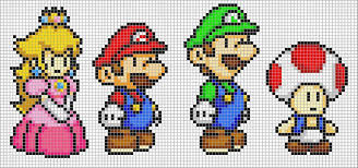 Mario Luigi Peach And Toad By Hama Girl On Deviantart Perler Bead Mario Cross Stitch Patterns Pixel Art Grid