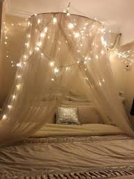 50 Beautiful Canopy Bed With Lights Design Ideas To Look Romantic Romantic Bedroom Lighting Bed Lights Canopy Bedroom