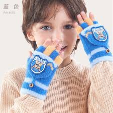 Genuine Paw Patrol Baby's Winter Knitted Gloves Flip Fingerless Mittens  Kids Cartoon Chase Skye Warm Half-Finger Gloves 2-6T