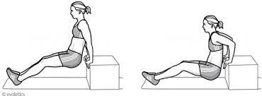 Elevating the feet brings more chest and shoulder into the movement, but also allows for extra weight on the hips. Dips Bye Bye Winkearm