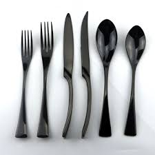 6pcs Lot 18 10 Stainless Steel Dinnerware Set Black Cutlery Set Dinner Knife Scoops Silverware Set Fork Tableware Dess Black Flatware Black Cutlery Cutlery Set