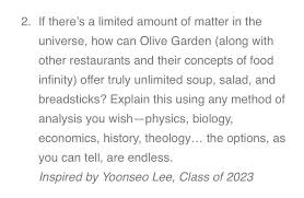 My College Application Wants Me To Question The Holy Gospel Of The Unlimited Breadstick Unlimitedbreadsticks