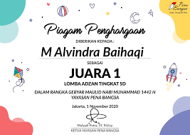Contoh sertifikat piagam penghargaan juara kelas sd format word download desain template piagam penghargaan ker. Prestasi Sdit Al Kahfi