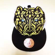 Wolf Hand Painted Hat Etsy Hand Painted Hat Swag Hats Painted Hats